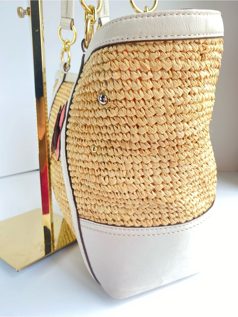 Coach Hamptons Weekend Woven Floral Straw Turnlock Tote - Picture 10 of 16